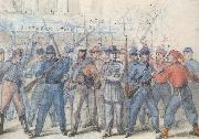 Frank Vizetelly Union Soldiers Attacking Confederate Prisoners in the Streets of Washington USA oil painting reproduction